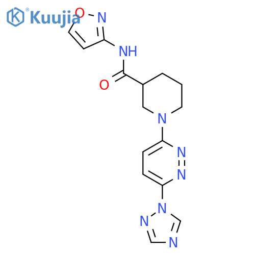 1-(6-(1H-1,2,4-triazol-1-yl)pyridazin-3-yl)-N-(isoxazol-3-yl)piperidine-3-carboxamide structure