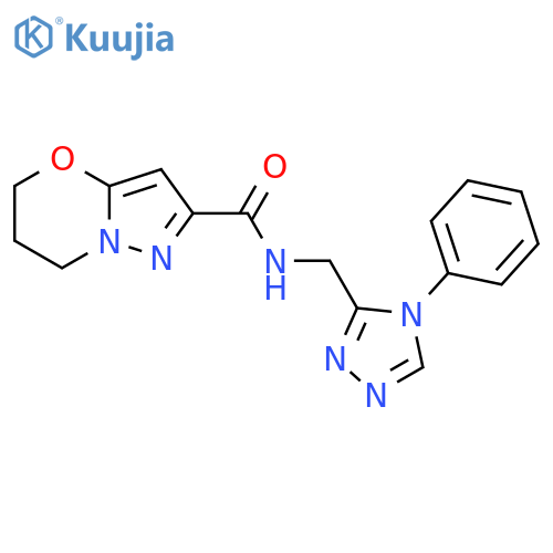 N-(4-phenyl-4H-1,2,4-triazol-3-yl)methyl-5H,6H,7H-pyrazolo3,2-b1,3oxazine-2-carboxamide structure