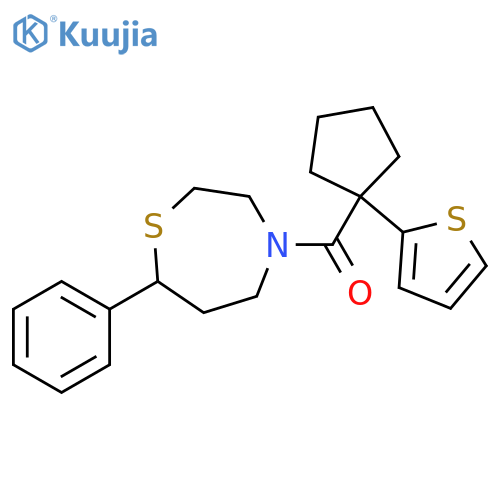 7-phenyl-4-[1-(thiophen-2-yl)cyclopentanecarbonyl]-1,4-thiazepane structure