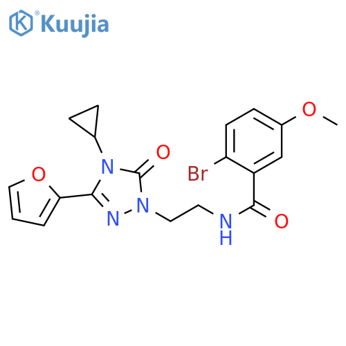2-bromo-N-{2-[4-cyclopropyl-3-(furan-2-yl)-5-oxo-4,5-dihydro-1H-1,2,4-triazol-1-yl]ethyl}-5-methoxybenzamide structure