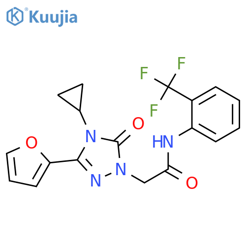 2-[4-cyclopropyl-3-(furan-2-yl)-5-oxo-4,5-dihydro-1H-1,2,4-triazol-1-yl]-N-[2-(trifluoromethyl)phenyl]acetamide structure