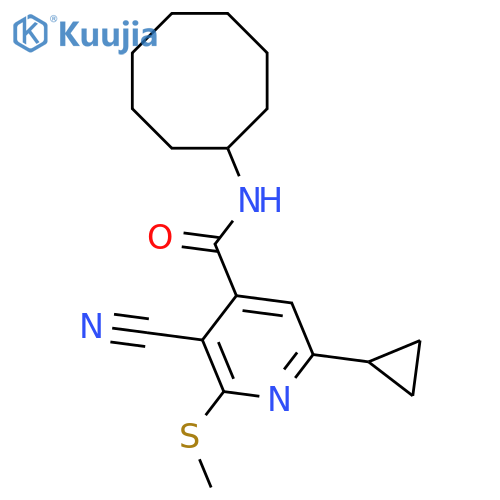 3-cyano-N-cyclooctyl-6-cyclopropyl-2-(methylsulfanyl)pyridine-4-carboxamide structure