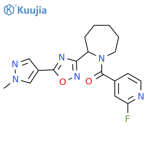 1-(2-fluoropyridine-4-carbonyl)-2-[5-(1-methyl-1H-pyrazol-4-yl)-1,2,4-oxadiazol-3-yl]azepane structure