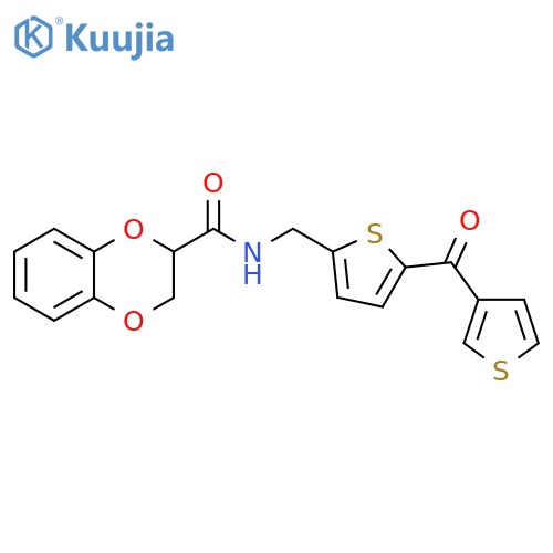N-{[5-(thiophene-3-carbonyl)thiophen-2-yl]methyl}-2,3-dihydro-1,4-benzodioxine-2-carboxamide structure