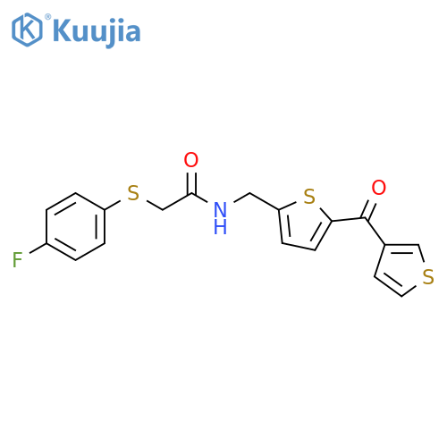 2-[(4-fluorophenyl)sulfanyl]-N-{[5-(thiophene-3-carbonyl)thiophen-2-yl]methyl}acetamide structure