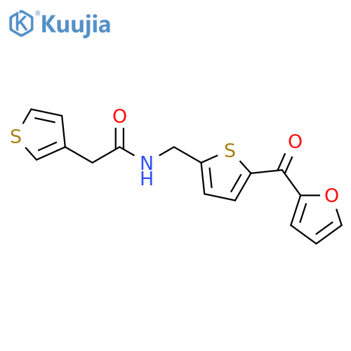 N-{[5-(furan-2-carbonyl)thiophen-2-yl]methyl}-2-(thiophen-3-yl)acetamide structure