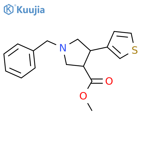 3-Pyrrolidinecarboxylic acid, 1-(phenylmethyl)-4-(3-thienyl)-, methyl ester structure