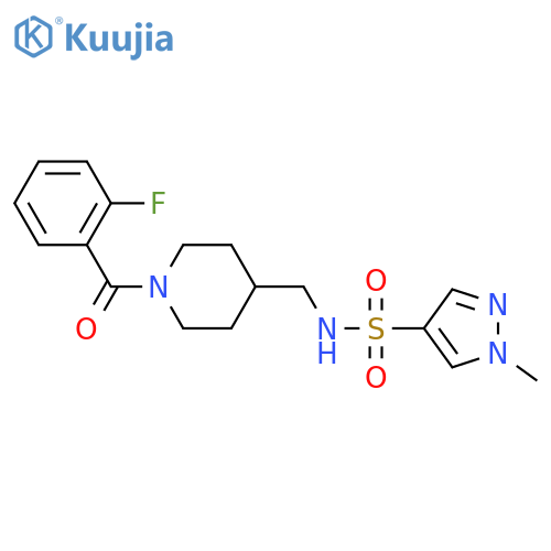 N-{1-(2-fluorobenzoyl)piperidin-4-ylmethyl}-1-methyl-1H-pyrazole-4-sulfonamide structure