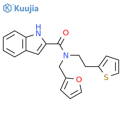N-[(furan-2-yl)methyl]-N-[2-(thiophen-2-yl)ethyl]-1H-indole-2-carboxamide structure
