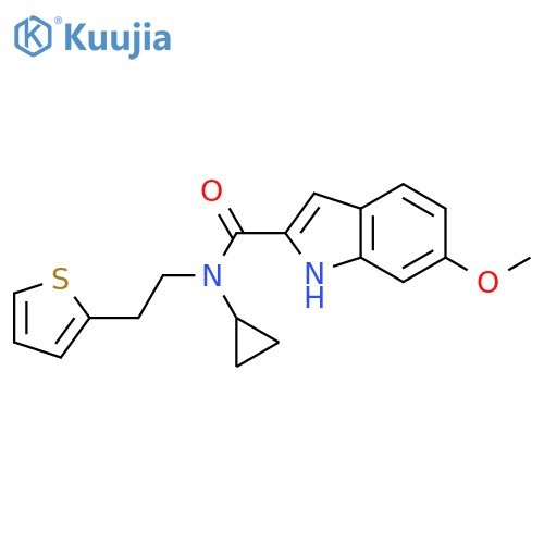 N-cyclopropyl-6-methoxy-N-[2-(thiophen-2-yl)ethyl]-1H-indole-2-carboxamide structure
