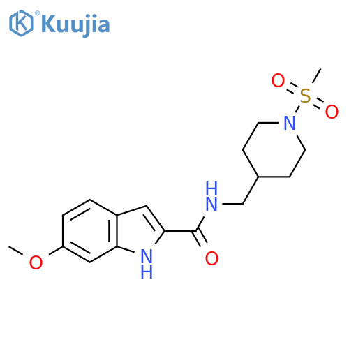 N-(1-methanesulfonylpiperidin-4-yl)methyl-6-methoxy-1H-indole-2-carboxamide structure