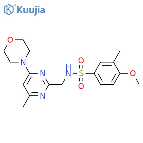 4-methoxy-3-methyl-N-{[4-methyl-6-(morpholin-4-yl)pyrimidin-2-yl]methyl}benzene-1-sulfonamide structure
