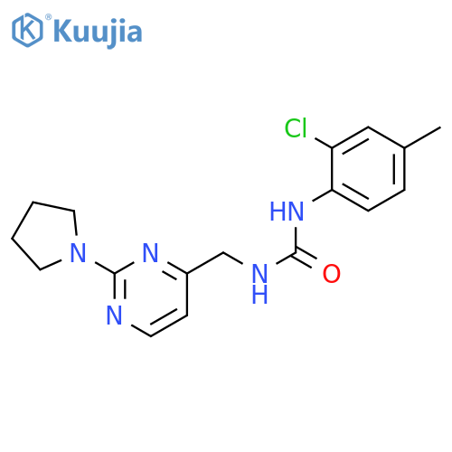 1-(2-chloro-4-methylphenyl)-3-{[2-(pyrrolidin-1-yl)pyrimidin-4-yl]methyl}urea structure