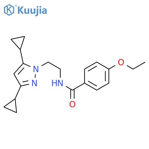 N-[2-(3,5-dicyclopropyl-1H-pyrazol-1-yl)ethyl]-4-ethoxybenzamide structure
