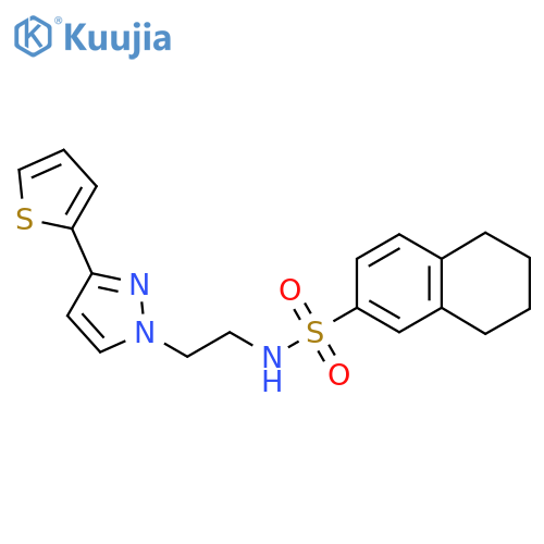 N-{2-3-(thiophen-2-yl)-1H-pyrazol-1-ylethyl}-5,6,7,8-tetrahydronaphthalene-2-sulfonamide structure