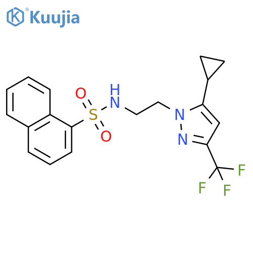 N-{2-5-cyclopropyl-3-(trifluoromethyl)-1H-pyrazol-1-ylethyl}naphthalene-1-sulfonamide structure