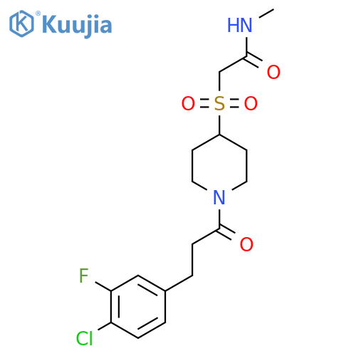 2-({1-[3-(4-chloro-3-fluorophenyl)propanoyl]piperidin-4-yl}sulfonyl)-N-methylacetamide structure