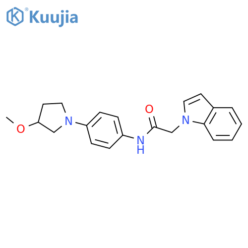 2-(1H-indol-1-yl)-N-4-(3-methoxypyrrolidin-1-yl)phenylacetamide structure