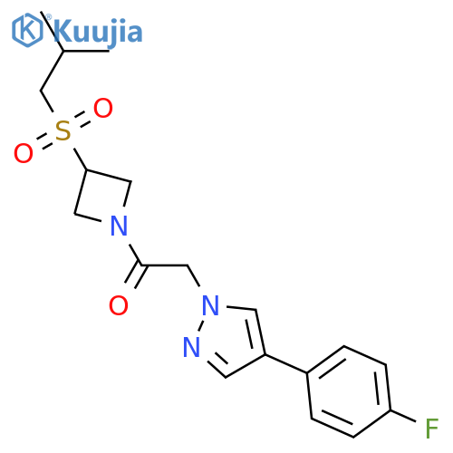 2-[4-(4-fluorophenyl)-1H-pyrazol-1-yl]-1-[3-(2-methylpropanesulfonyl)azetidin-1-yl]ethan-1-one structure