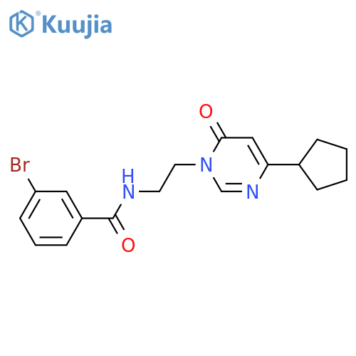 3-bromo-N-2-(4-cyclopentyl-6-oxo-1,6-dihydropyrimidin-1-yl)ethylbenzamide structure