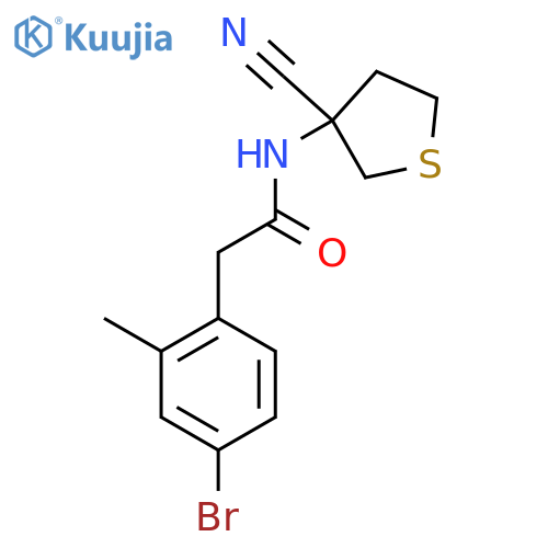2-(4-bromo-2-methylphenyl)-N-(3-cyanothiolan-3-yl)acetamide structure