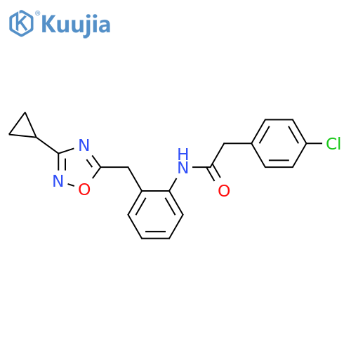 2-(4-chlorophenyl)-N-{2-[(3-cyclopropyl-1,2,4-oxadiazol-5-yl)methyl]phenyl}acetamide structure