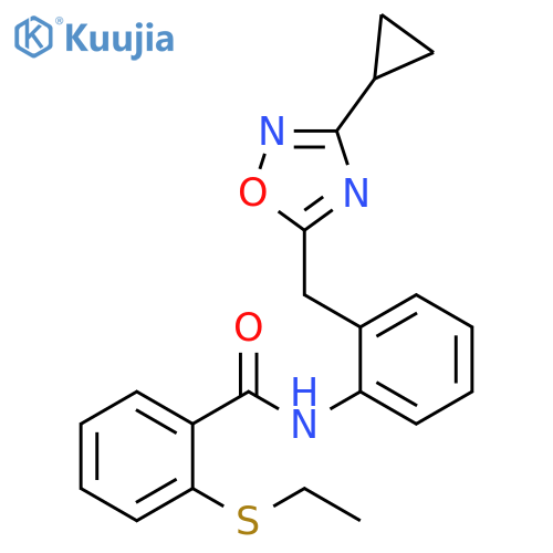 N-{2-[(3-cyclopropyl-1,2,4-oxadiazol-5-yl)methyl]phenyl}-2-(ethylsulfanyl)benzamide structure