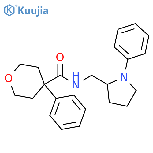 4-phenyl-N-[(1-phenylpyrrolidin-2-yl)methyl]oxane-4-carboxamide structure