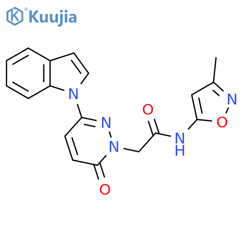 2-3-(1H-indol-1-yl)-6-oxo-1,6-dihydropyridazin-1-yl-N-(3-methyl-1,2-oxazol-5-yl)acetamide structure