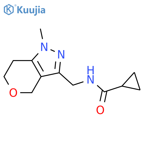 N-({1-methyl-1H,4H,6H,7H-pyrano[4,3-c]pyrazol-3-yl}methyl)cyclopropanecarboxamide structure
