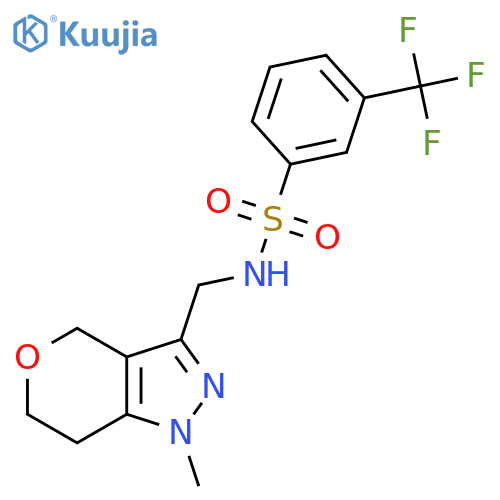 N-({1-methyl-1H,4H,6H,7H-pyrano4,3-cpyrazol-3-yl}methyl)-3-(trifluoromethyl)benzene-1-sulfonamide structure