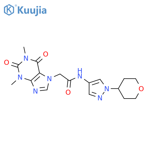 2-(1,3-dimethyl-2,6-dioxopurin-7-yl)-N-[1-(oxan-4-yl)pyrazol-4-yl]acetamide structure