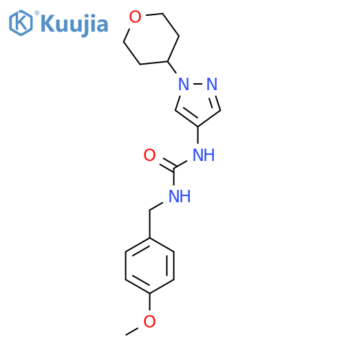 1-(4-methoxybenzyl)-3-(1-(tetrahydro-2H-pyran-4-yl)-1H-pyrazol-4-yl)urea structure