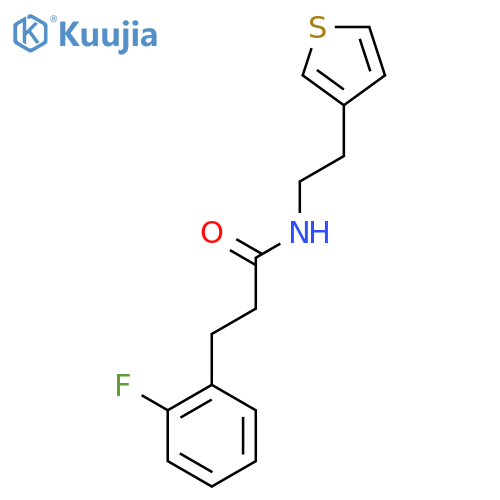 3-(2-fluorophenyl)-N-2-(thiophen-3-yl)ethylpropanamide structure