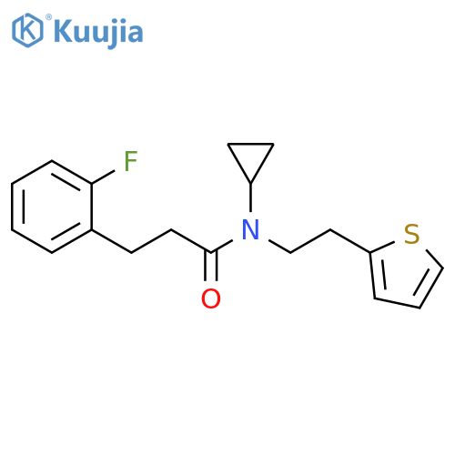 N-cyclopropyl-3-(2-fluorophenyl)-N-[2-(thiophen-2-yl)ethyl]propanamide structure