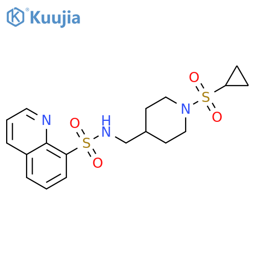 N-{1-(cyclopropanesulfonyl)piperidin-4-ylmethyl}quinoline-8-sulfonamide structure