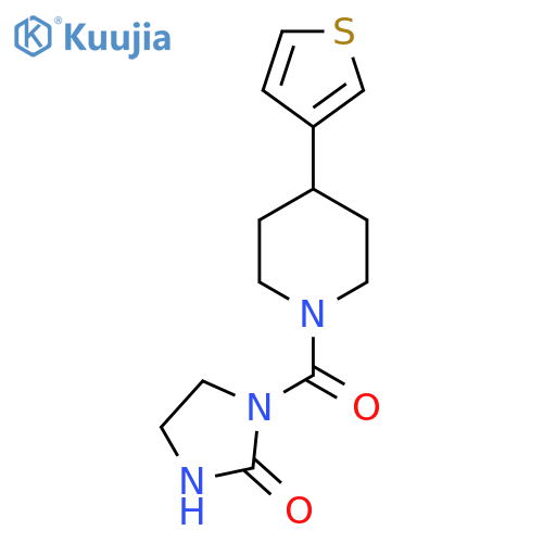 1-4-(thiophen-3-yl)piperidine-1-carbonylimidazolidin-2-one structure
