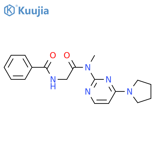 2-(phenylformamido)-N-{[4-(pyrrolidin-1-yl)pyrimidin-2-yl]methyl}acetamide structure