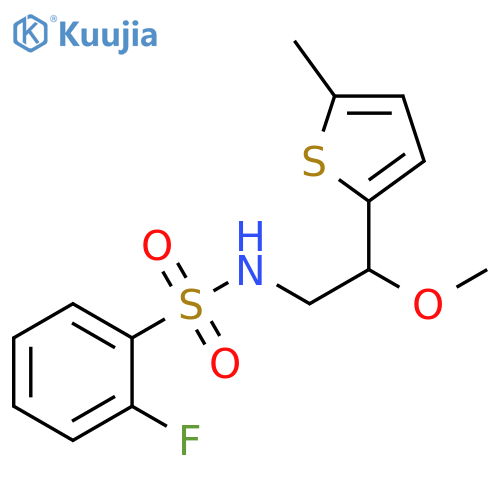 2-fluoro-N-[2-methoxy-2-(5-methylthiophen-2-yl)ethyl]benzenesulfonamide structure