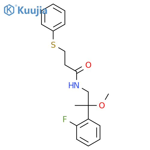N-(2-(2-fluorophenyl)-2-methoxypropyl)-3-(phenylthio)propanamide structure