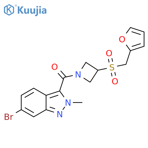 6-bromo-3-{3-[(furan-2-yl)methanesulfonyl]azetidine-1-carbonyl}-2-methyl-2H-indazole structure