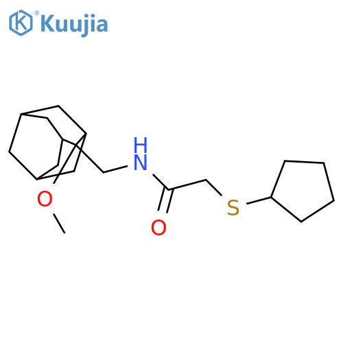 2-cyclopentylsulfanyl-N-[(2-methoxy-2-adamantyl)methyl]acetamide structure