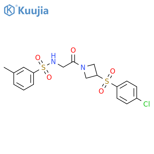 N-{2-[3-(4-chlorobenzenesulfonyl)azetidin-1-yl]-2-oxoethyl}-3-methylbenzene-1-sulfonamide structure