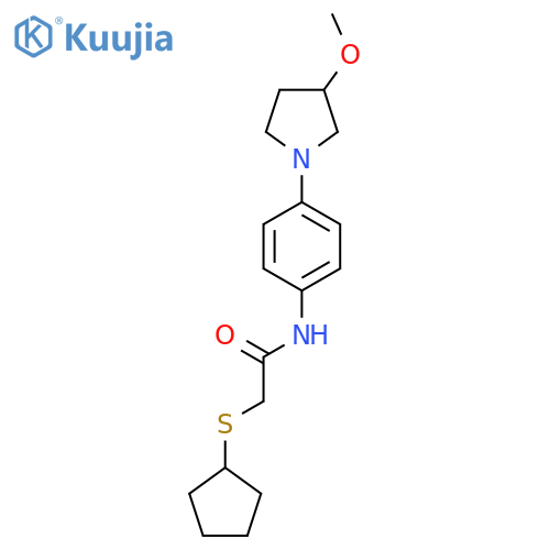 2-(cyclopentylsulfanyl)-N-4-(3-methoxypyrrolidin-1-yl)phenylacetamide structure