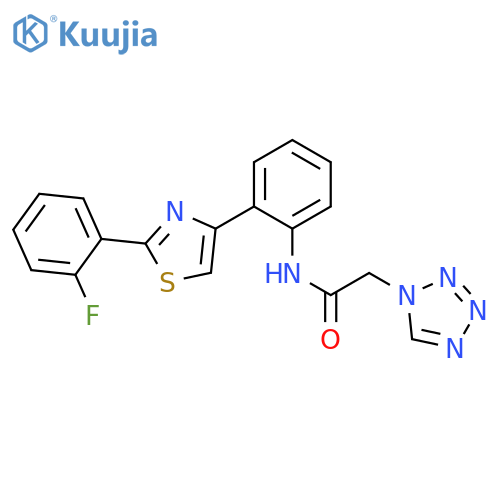 N-[2-[2-(2-fluorophenyl)-1,3-thiazol-4-yl]phenyl]-2-(tetrazol-1-yl)acetamide structure