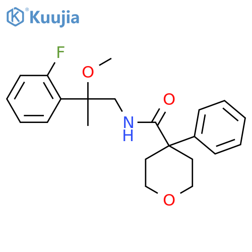 N-(2-(2-fluorophenyl)-2-methoxypropyl)-4-phenyltetrahydro-2H-pyran-4-carboxamide structure
