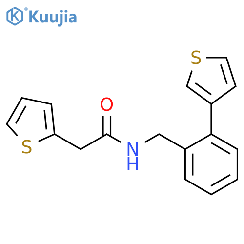 2-(thiophen-2-yl)-N-(2-(thiophen-3-yl)benzyl)acetamide structure