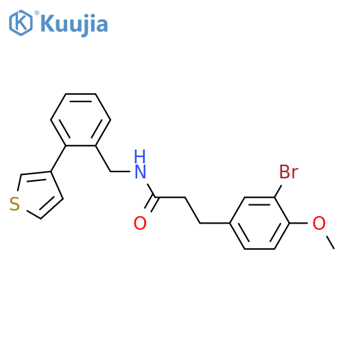 3-(3-bromo-4-methoxyphenyl)-N-[(2-thiophen-3-ylphenyl)methyl]propanamide structure