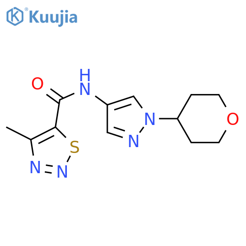 4-methyl-N-[1-(oxan-4-yl)pyrazol-4-yl]thiadiazole-5-carboxamide structure