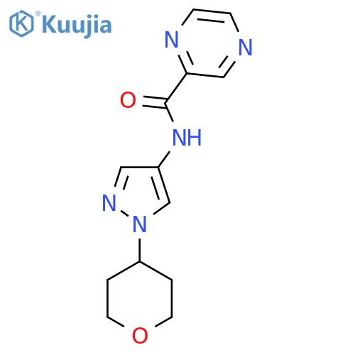 N-(1-(tetrahydro-2H-pyran-4-yl)-1H-pyrazol-4-yl)pyrazine-2-carboxamide structure